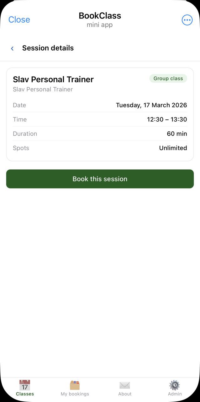 Slot detail with capacity bar and book button
