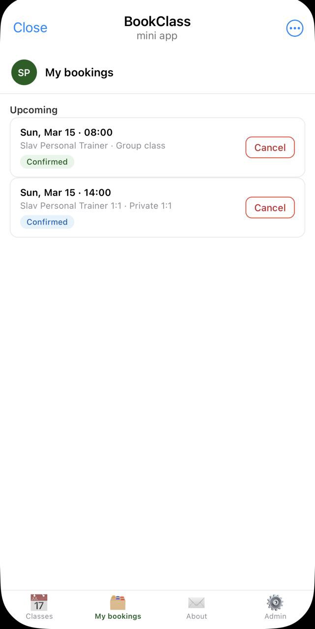 My bookings - upcoming and past