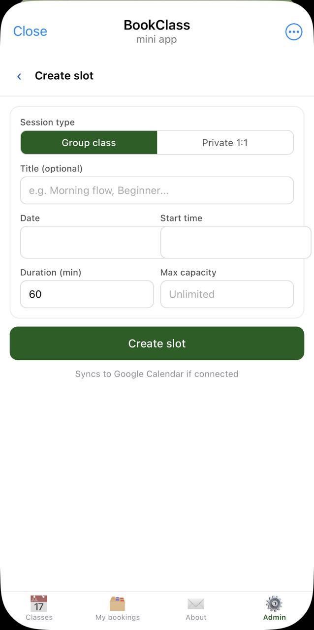 Create slot form with type toggle